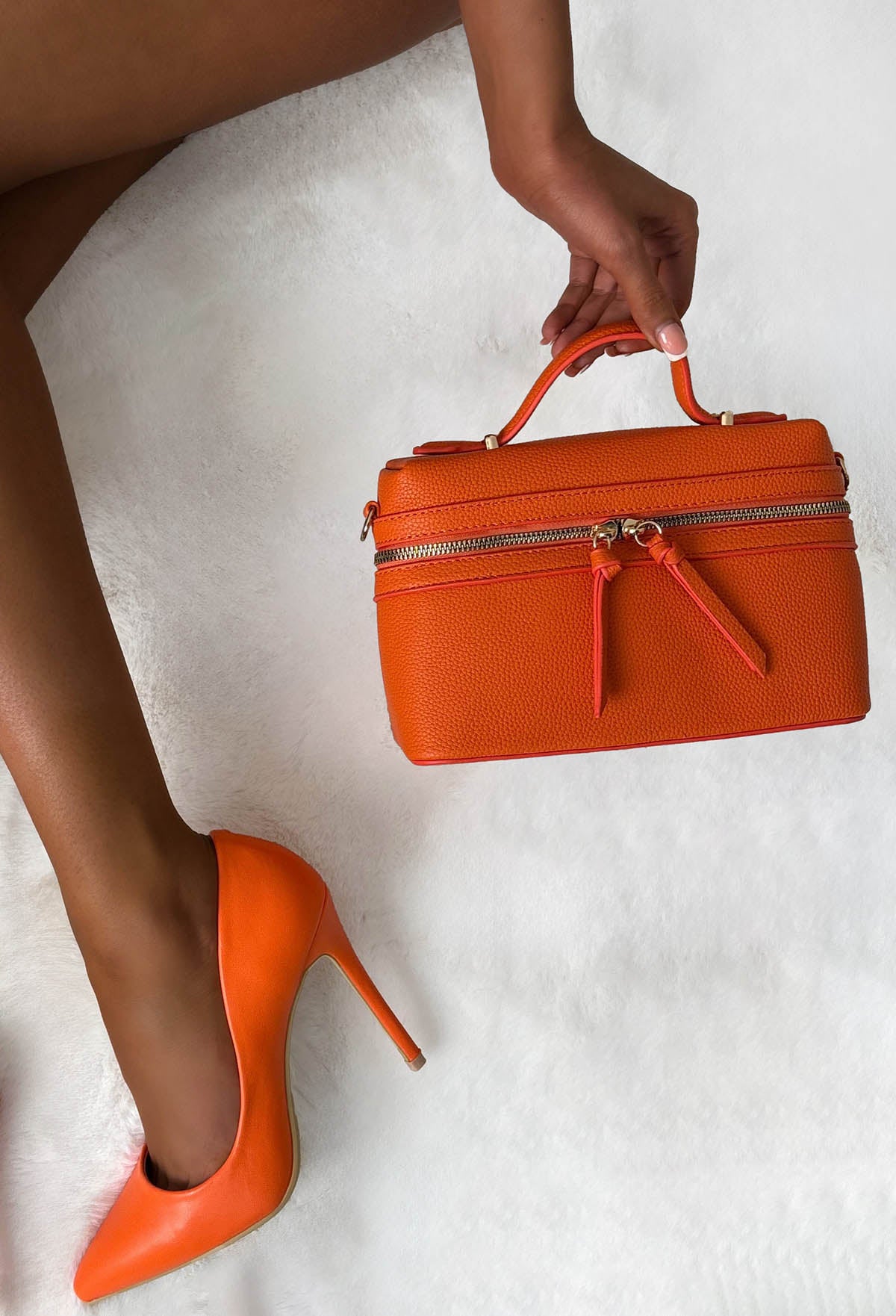 Xoxo Chic Orange Top Handle Vanity Bag