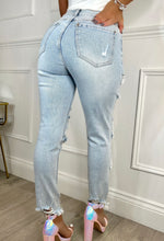 Ripped Light Blue  Jeans with Diamante Details