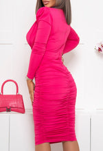 Pink dress with shoulder pads 