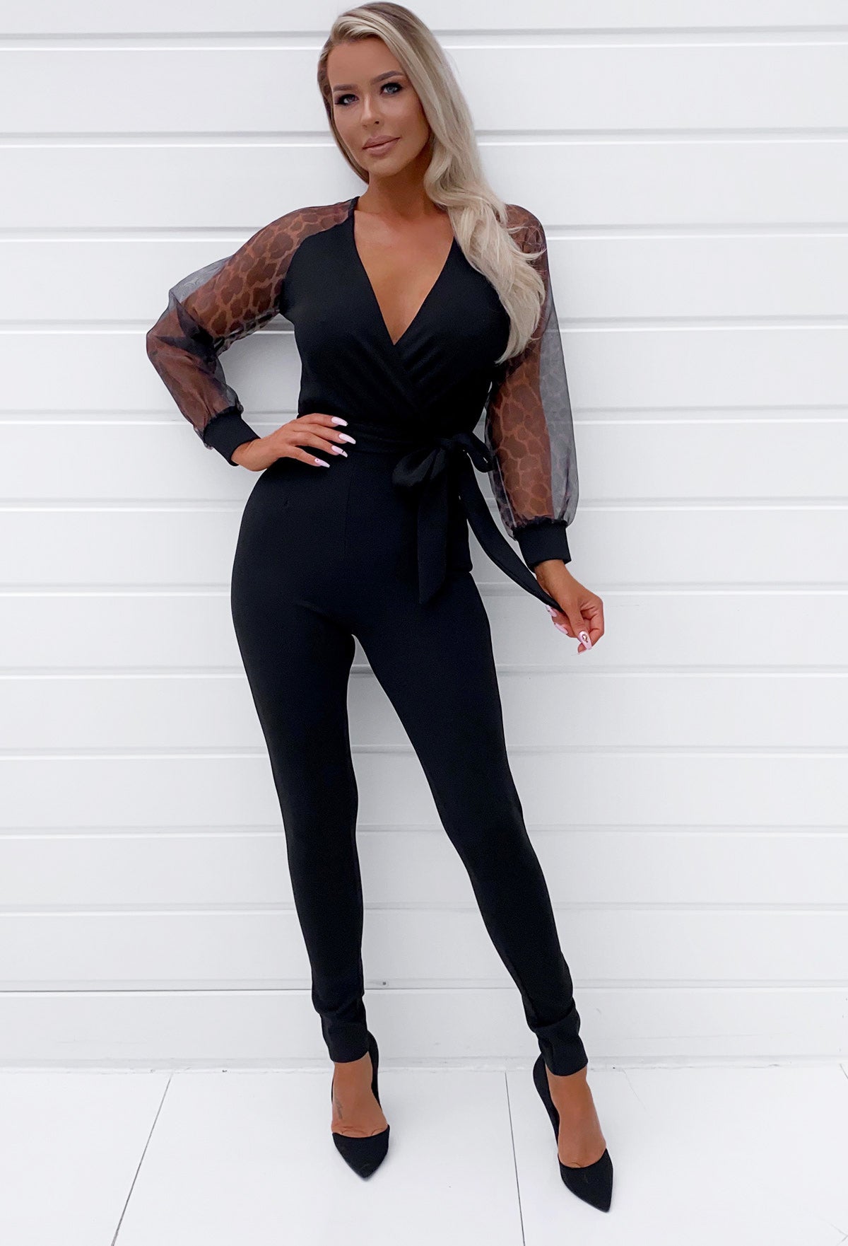 Long Sleeve Animal Print Jumpsuit
