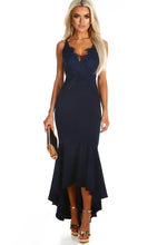 Navy Lace Fishtail Maxi Dress - Full front View