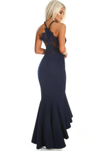 Navy Lace Fishtail Maxi Dress - Side