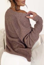 Pretty Lavish Brown Knitted V-Neck Cardigan