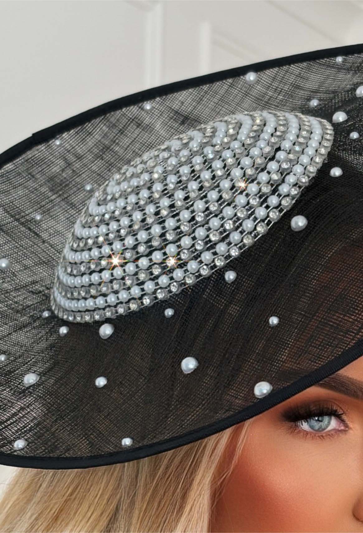 Race For Glam Black Pearl Detail Fascinator