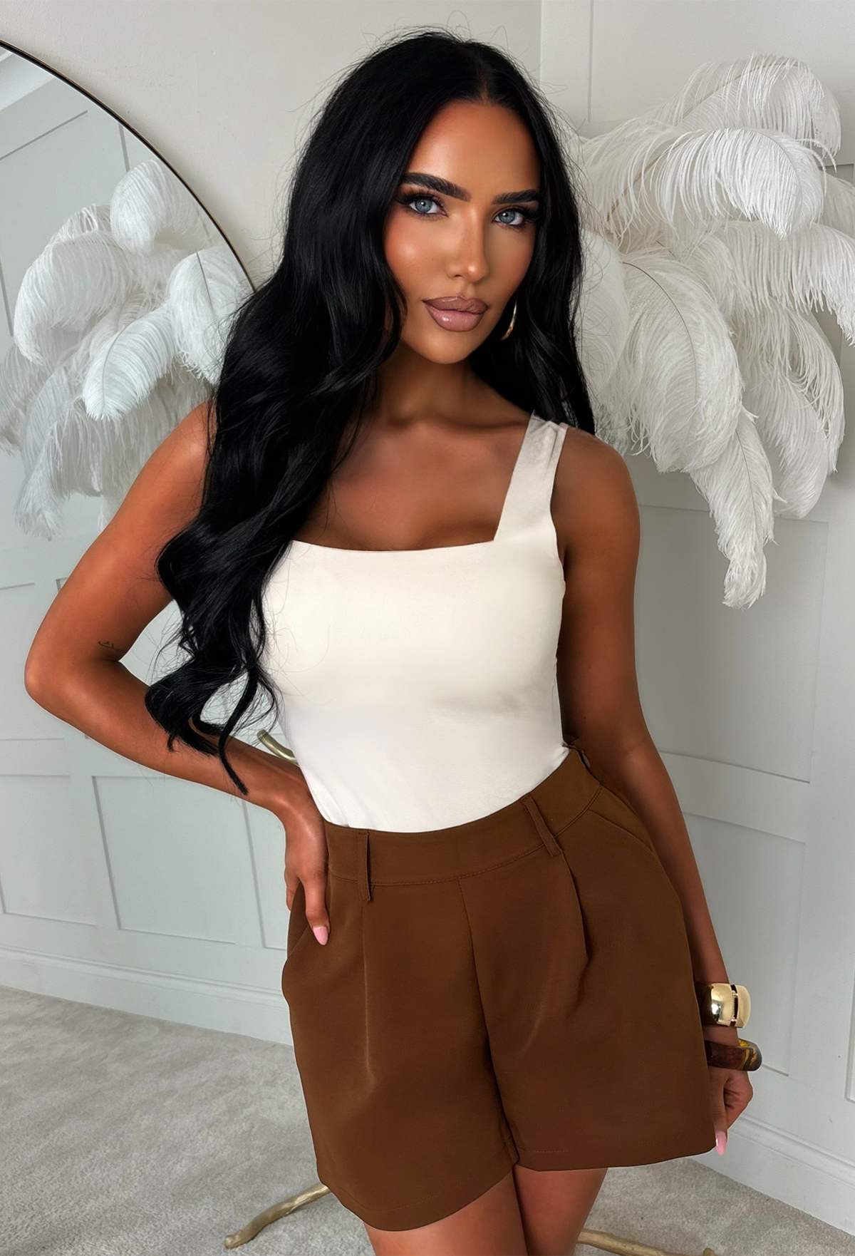 In Control Chocolate Brown High Waisted Tailored Shorts