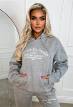 Ltd Edition Grey Marl Embroidered Hooded Two-Piece Loungewear Set