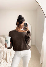 Opulence Chic Brown Chocolate Mohair Knitted V-Neck Jumper