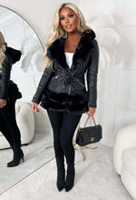 Coco Destiny Black Faux Leather Belted Hooded Jacket