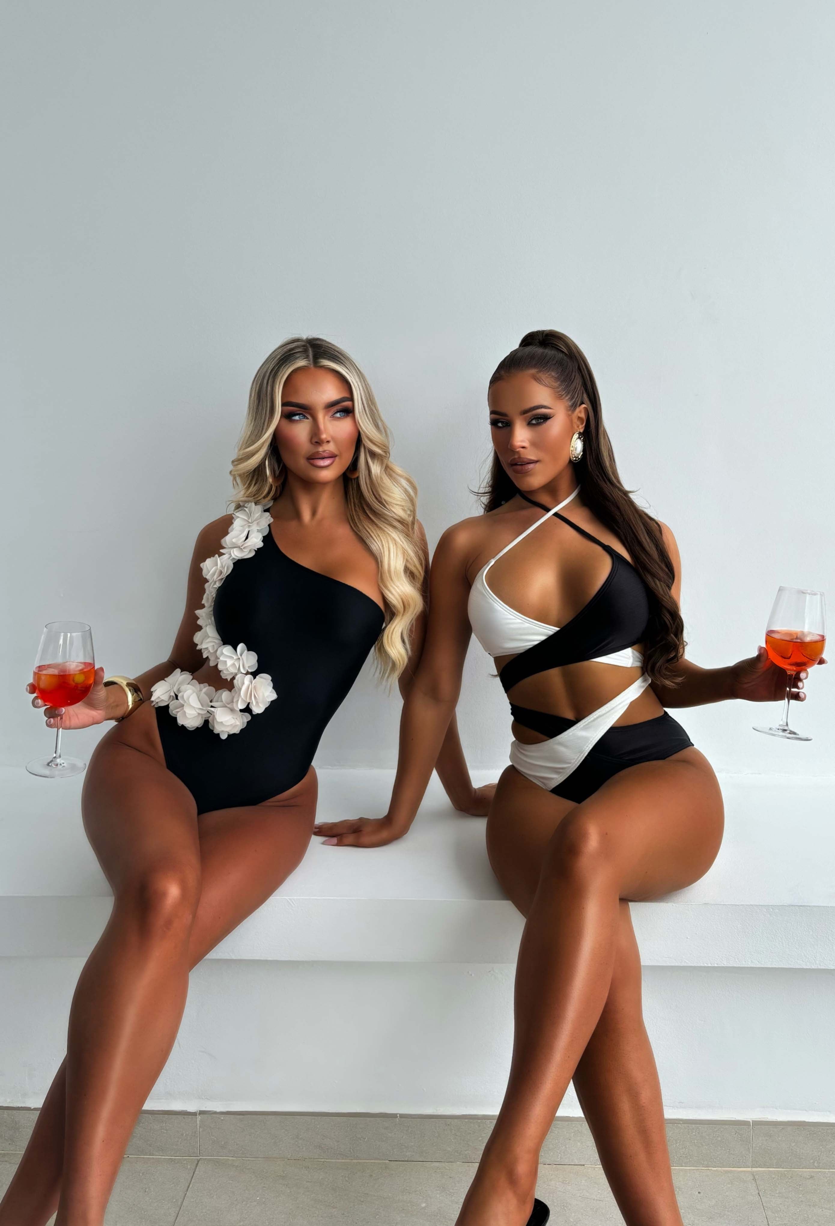 Black Ruffle Cut Out Swimsuit