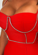 Be A Devil Red Diamante Bodice Bandage A-Line Mini Dress