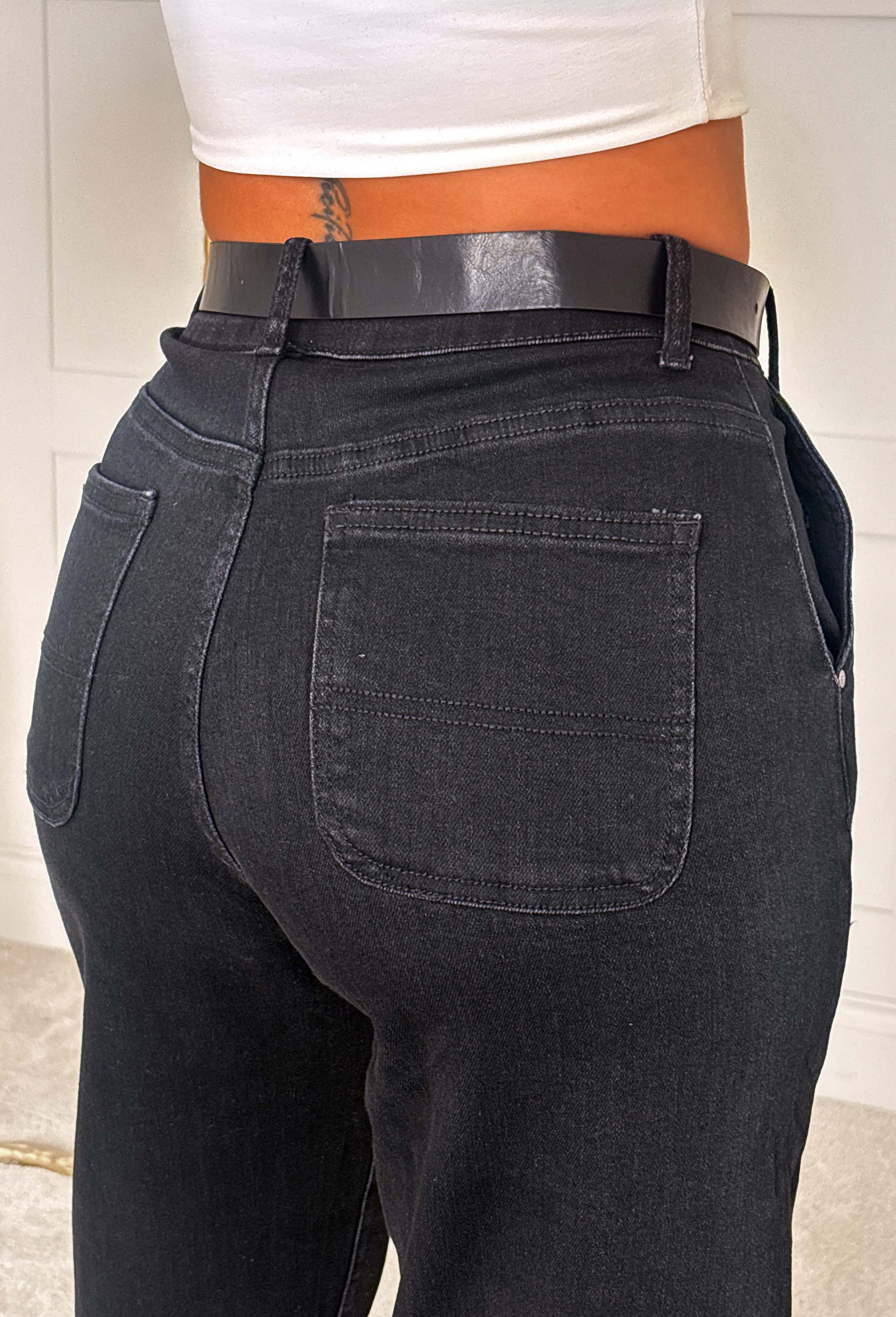 Romalli Black Stretch Denim Barrel Jeans