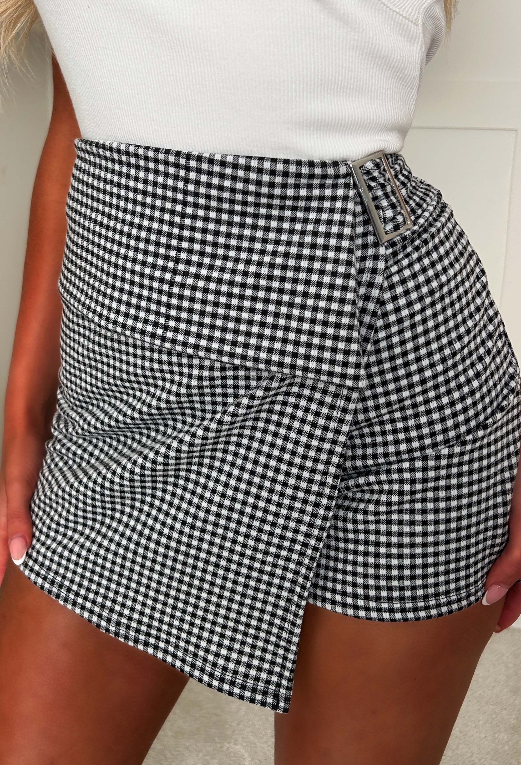 Chic Check Monochrome Gingham Short Sleeve Playsuit