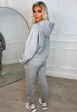 Ltd Edition Grey Marl Embroidered Hooded Two-Piece Loungewear Set