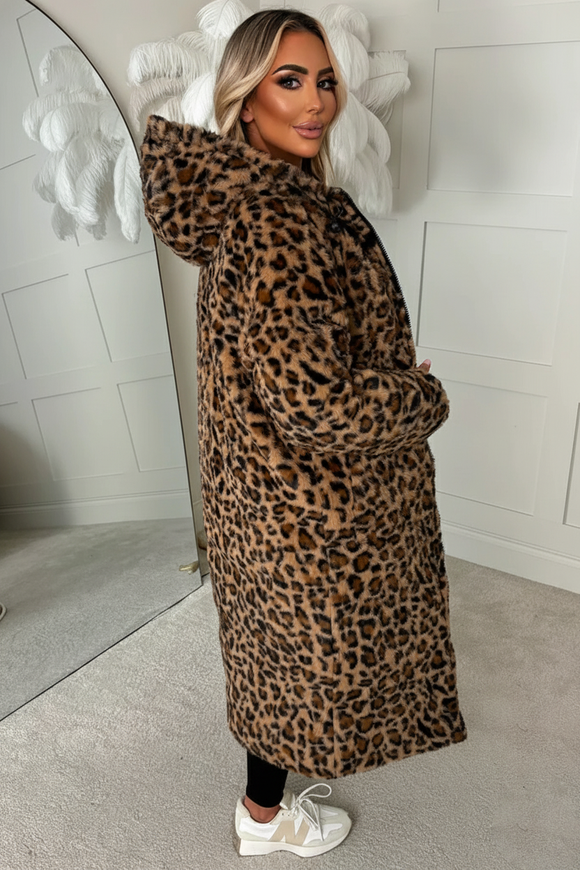 Double Trouble Leopard Reversible Borg Padded Puffer Coat