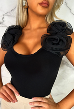 Black Flower Detail Bodysuit