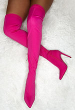 Million Dollar Walk Hot Pink Over The Knee Stretch Sock Boot