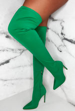 Million Dollar Walk Green Over The Knee Stretch Sock Boots