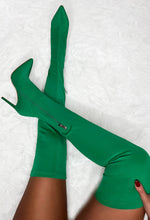Million Dollar Walk Green Over The Knee Stretch Sock Boots