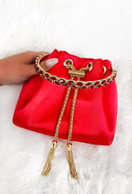 Elegant Charm Red Satin Diamante Embellished Handle Bag