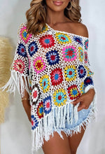 Love Again Multi Crochet Tassel Poncho