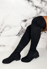 More About Me Black Stretch Suede Over The Knee Boots