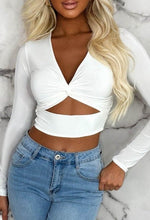 That Feeling White Stetch Cut Out Crop Top