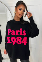 Bon Soir Black Paris Textured Slogan Soft Knit Jumper