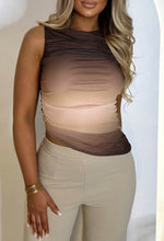 Secret Lover Brown Ombre Double Lined Stretch Ruched Top