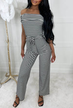 Chic Embrace Monochrome Stripe Bardot Jumpsuit