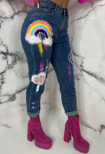 Patch Perfect Mid Blue Sequin Embellished Stretch Jeans Limited Edition