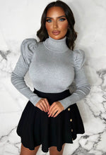 Forever Cute Grey Roll Neck Puff Sleeve Jumper