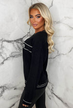 Looking Chic Black Embroidered Amour Knit Jumper Limited Edition