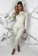 Cosy Illusion Cream Knitted Rib Enhancing Zip Back Jumpsuit Limited Edition