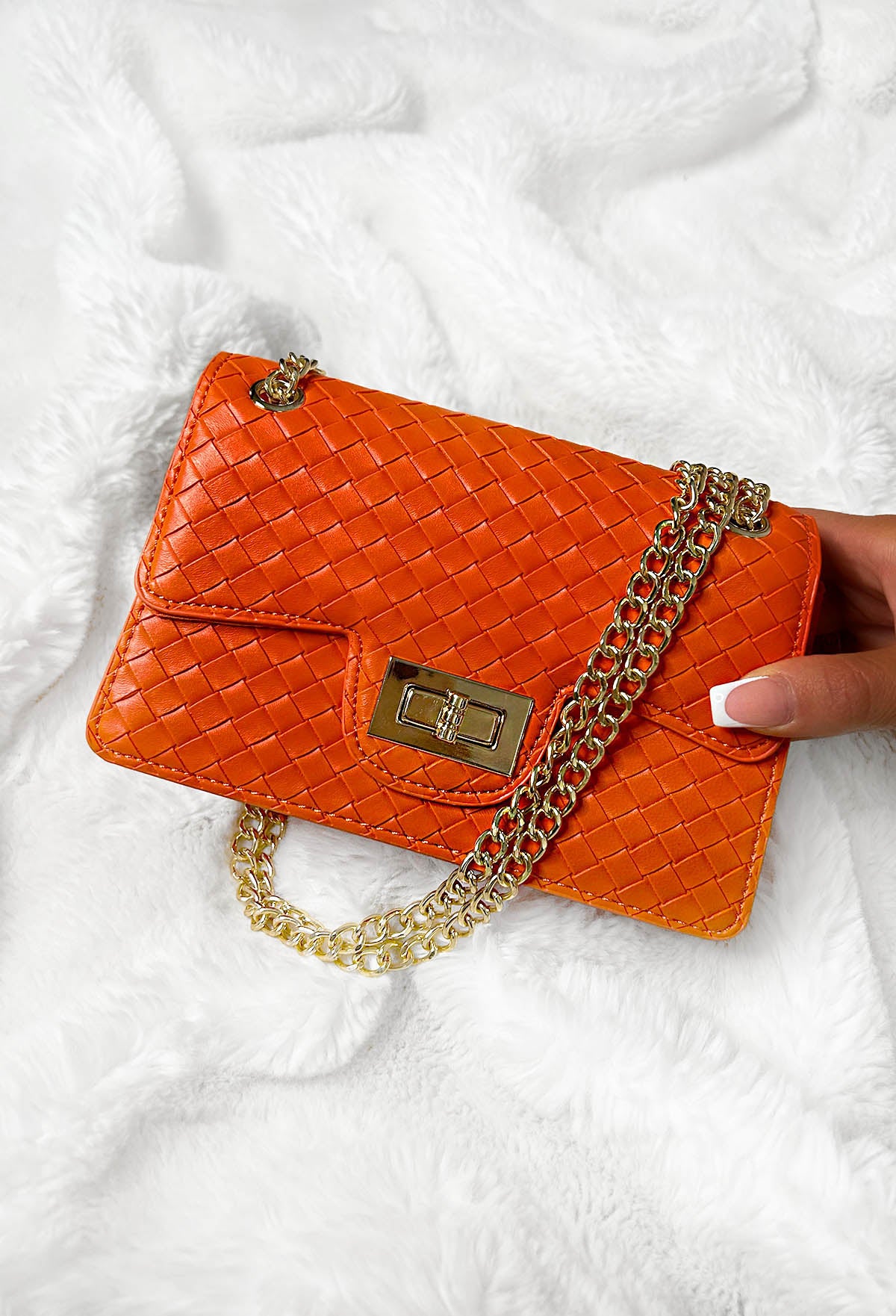 Here To Slay Orange Woven Handbag