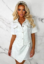 Pearly Dream White Pearl Embellished Shirt & Mini Skirt Co-Ord Set Limited Edition