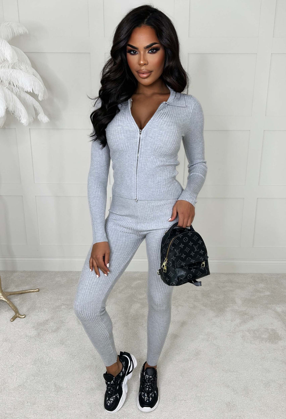 Grey knitted loungewear set - Dames kleding, beauty products