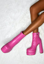 Pink Perfection Pink Faux Leather Platform Boots Limited Edition