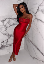 Hollywood Starlet Red Sequin Detail Ruched Top Midi Dress
