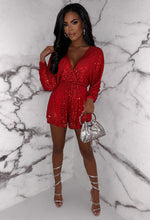 At The Club Red Sequin Stretch Playsuit