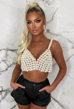 Precious Pearls Cream Luxury Pearl Crop Top With Chain Fastening Limited Edition