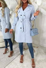 Coco Desire Blue Belted Trench Coat