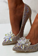 Late For The Ball Rose Gold Crystal Glass Flower Diamond Court Heels Limited Edition