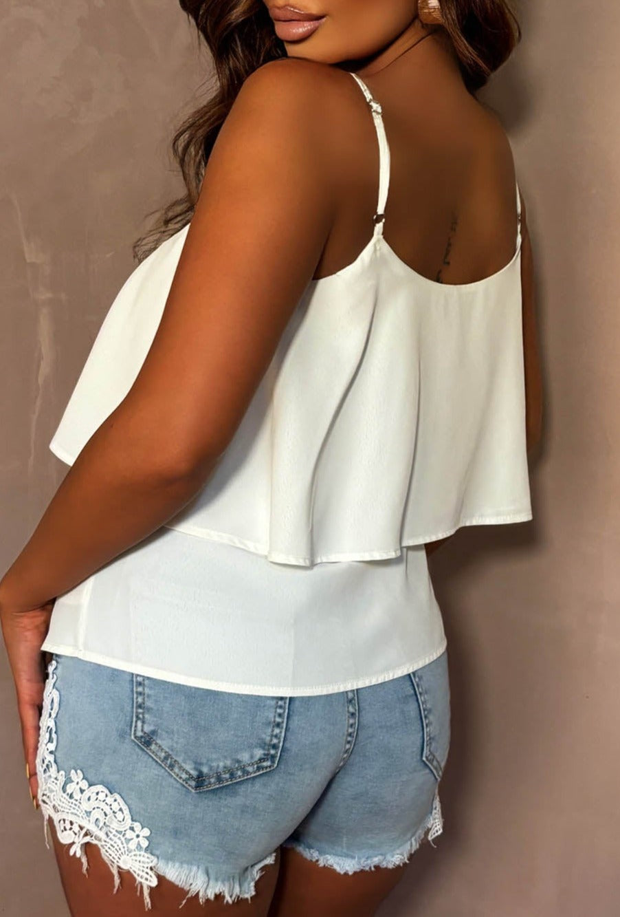 Flawless Desire White Layered Cami Top