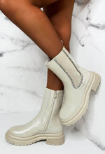 Modern Lux Cream Diamond Embellished Chelsea Boots Limited Edition