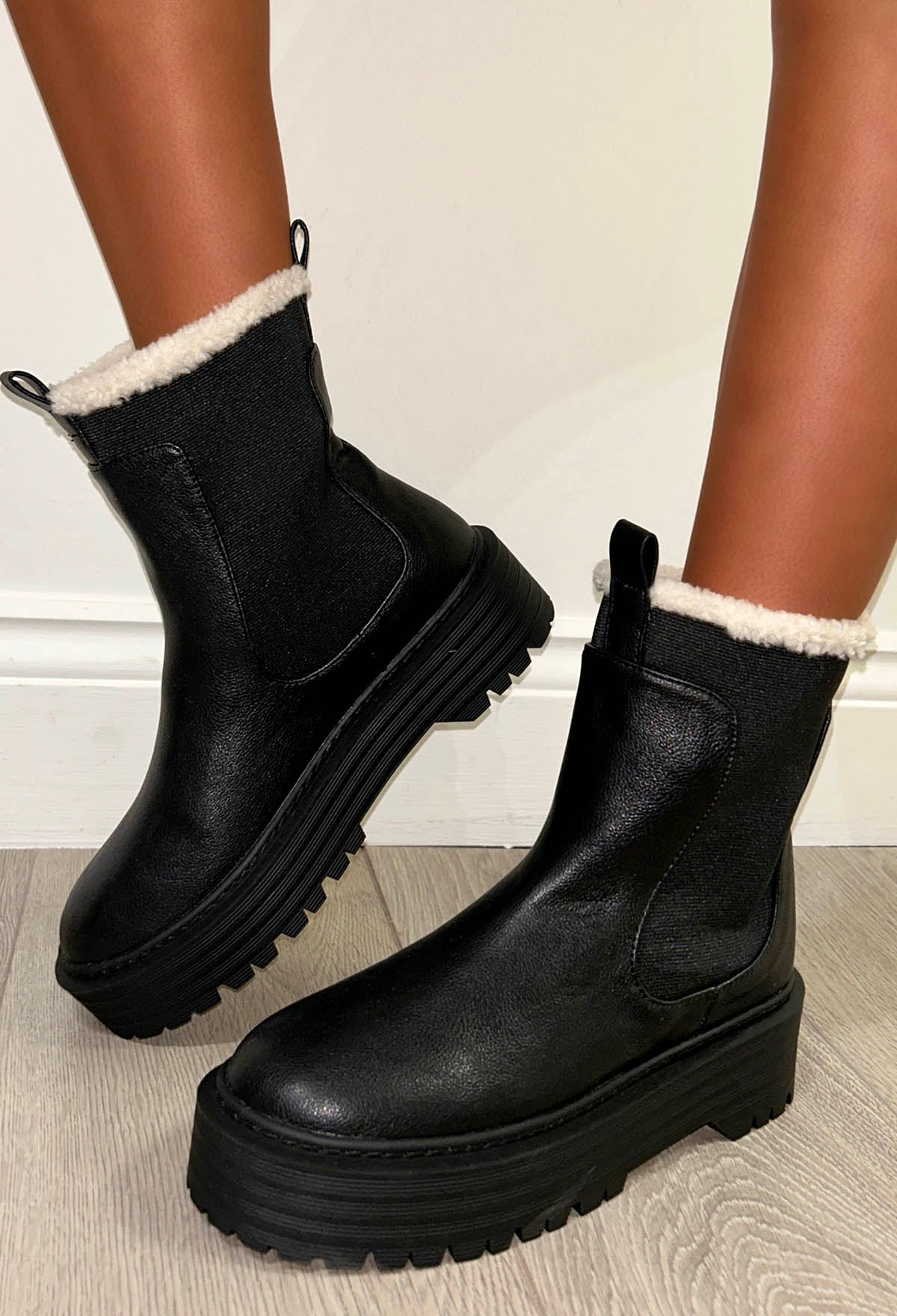 I'm Your Girl Black Fleece Lined Chelsea Boots
