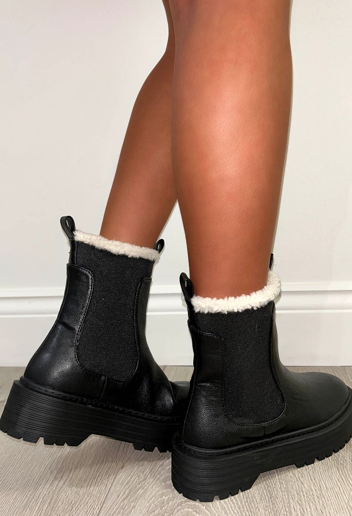 I'm Your Girl Black Fleece Lined Chelsea Boots
