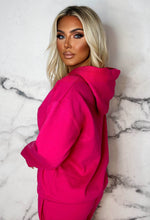 Ltd Edition Hot Pink Embroidered Hooded Two Piece Loungewear Set