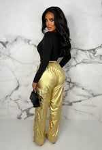 Golden Luxe Metallic Gold Ruched Toggle Cargo Trousers Limited Edition