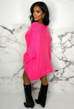 Creme De La Chic Hot Pink Ultra Soft Chunky Knit Oversized Jumper