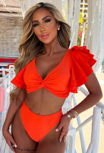 Sun-Kissed Orange Ruffle Detail Bikini With High Waist Brief